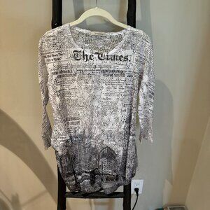 Jess & Jane Mesh Newspaper Quarter-Length Sleeve Shirt